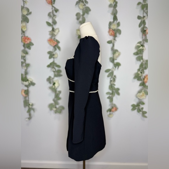 Self-Portrait Black Crepe Diamanté Detail Mini Dress - Picture 11 of 15